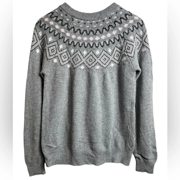 Sunice wool-cotton fair isle sweater, M, crewneck, gray, Ski Lodge Cottagecore - Picture 7 of 8